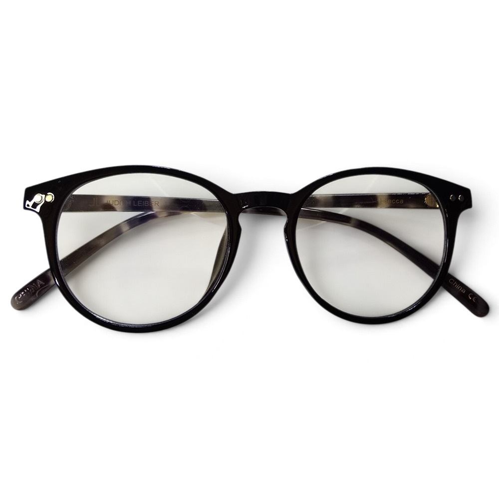 JUDITH LEIBER Becca Eyeglasses Optical Frames Black Marbled Tortoise Gold Round